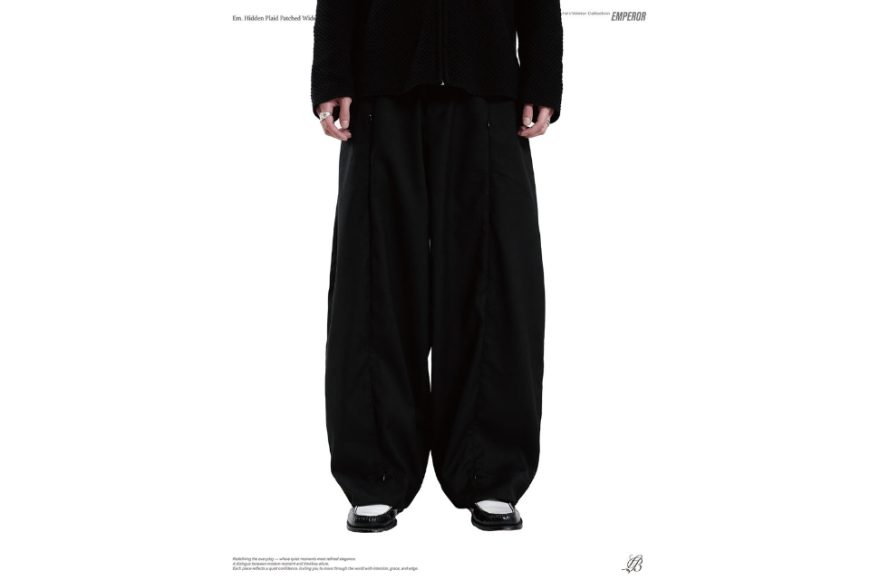 Hidden plaid patched wide trousers (6)