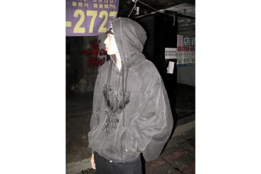 RE Wing Denim Panel Cotton ZIP Hoodie (1)