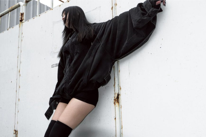 RE Wing Denim Panel Cotton ZIP Hoodie (2)