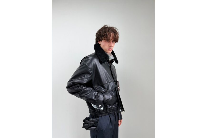 A2夾棉可拆卸100%羊毛領皮夾克 (2)