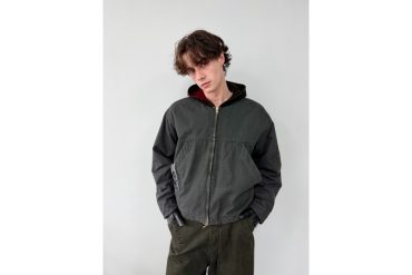 Vintage風工裝拼接復古連帽底特律夾克 (1)