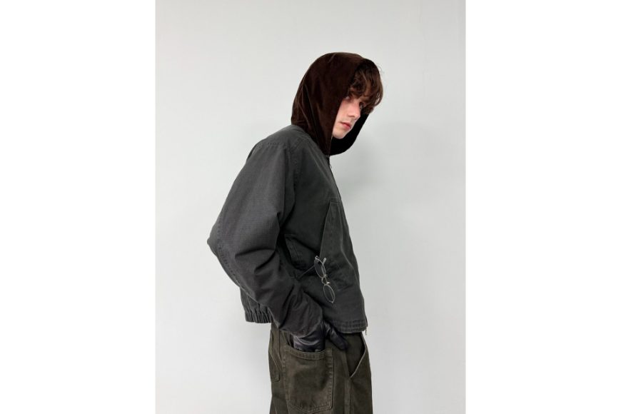 Vintage風工裝拼接復古連帽底特律夾克 (2)