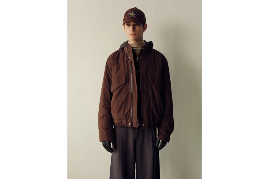 棕色皺感尼龍修身功能性3m高效暖絨棉服 (1)