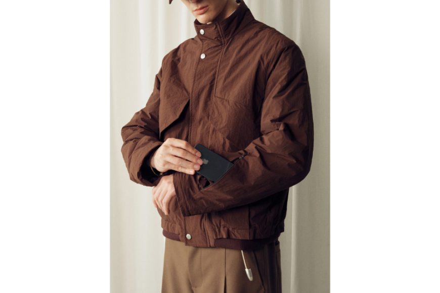 棕色皺感尼龍修身功能性3m高效暖絨棉服 (3)