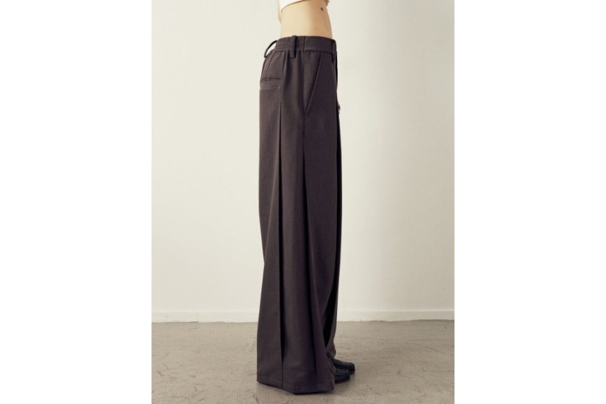 深灰色風琴褶寬腿西裝褲 (2)