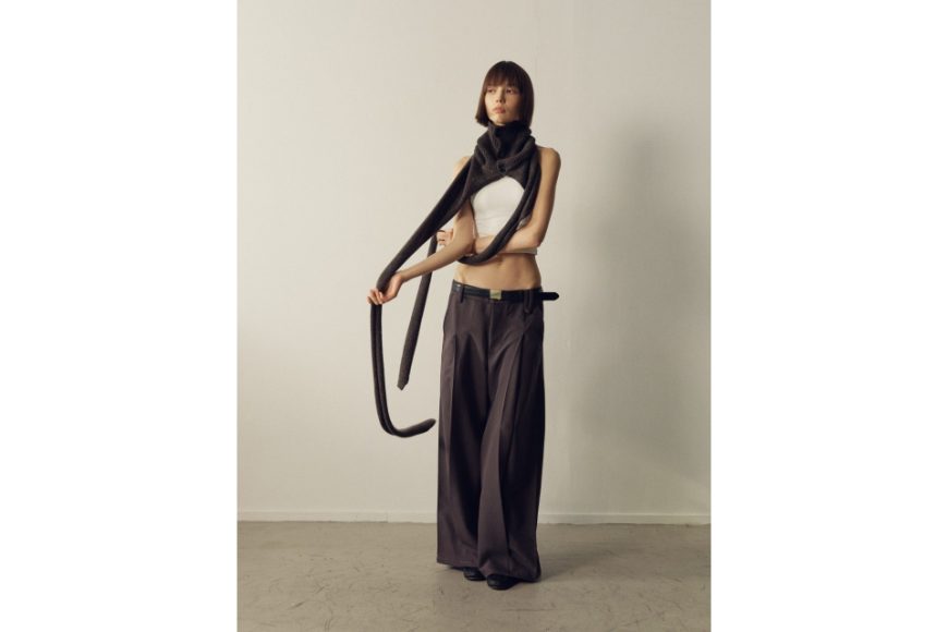 深灰色風琴褶寬腿西裝褲 (3)