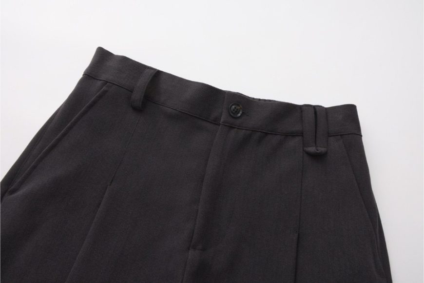 深灰色風琴褶寬腿西裝褲 (5)