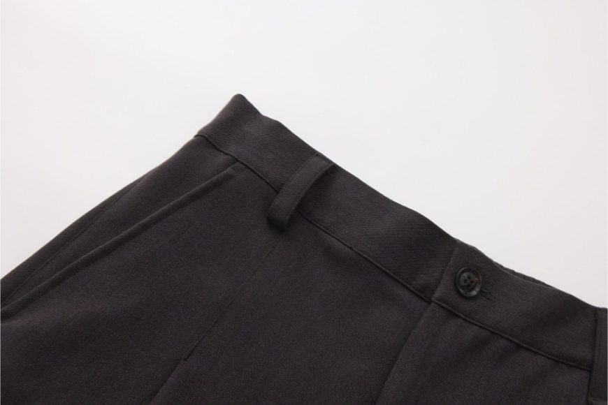 深灰色風琴褶寬腿西裝褲 (6)