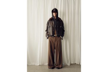 灰綠色風琴褶寬腿西裝褲 (1)