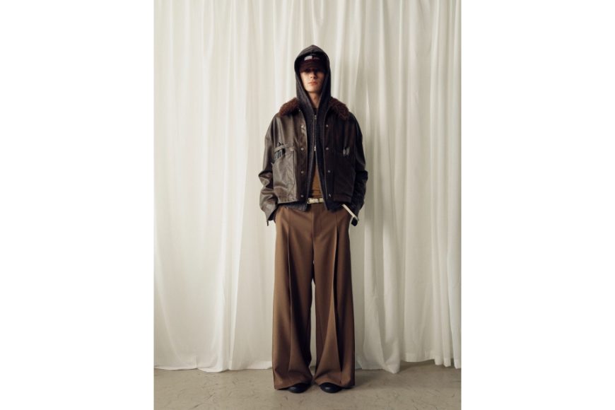 灰綠色風琴褶寬腿西裝褲 (1)