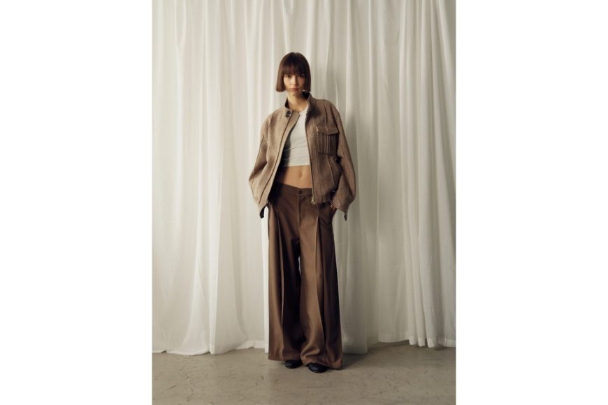 灰綠色風琴褶寬腿西裝褲 (2)