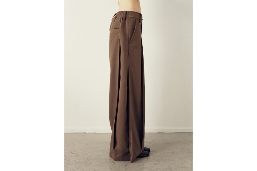 灰綠色風琴褶寬腿西裝褲 (4)