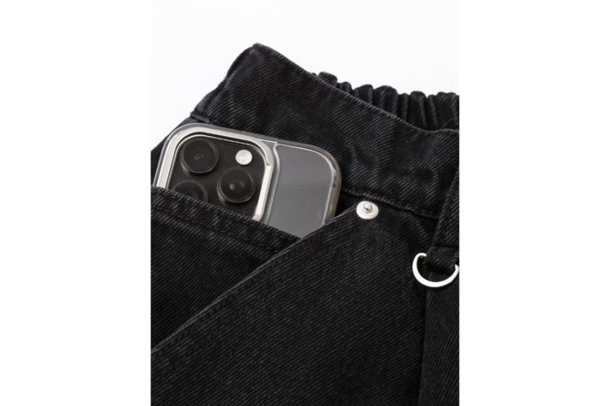 Washed Distressed Denim Pleated Jorts (12)