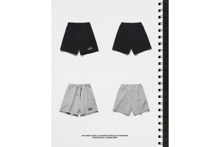 AES Varsity Arch Logo Washed Vintage Cotton Shorts (1)
