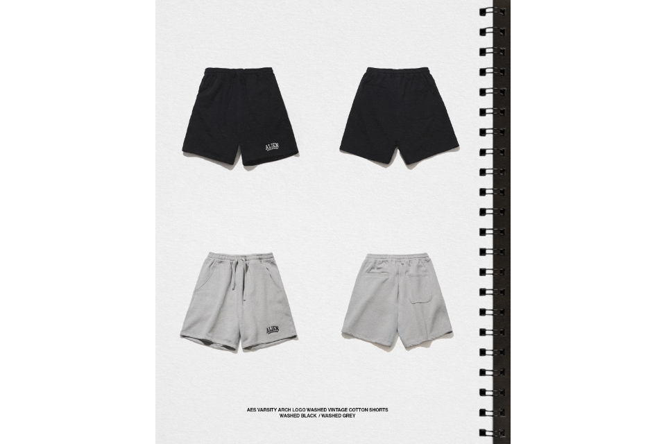 AES Varsity Arch Logo Washed Vintage Cotton Shorts (1)