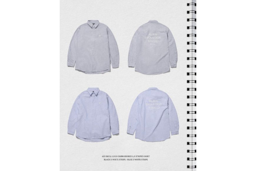 Skull Logo Embroidered LS Striped Shirt (0)
