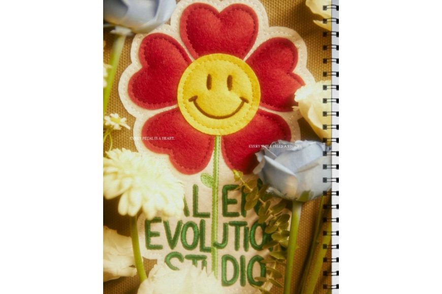 Smile Love Heart Flower Felt Patch Washed Canvas Tote (8)