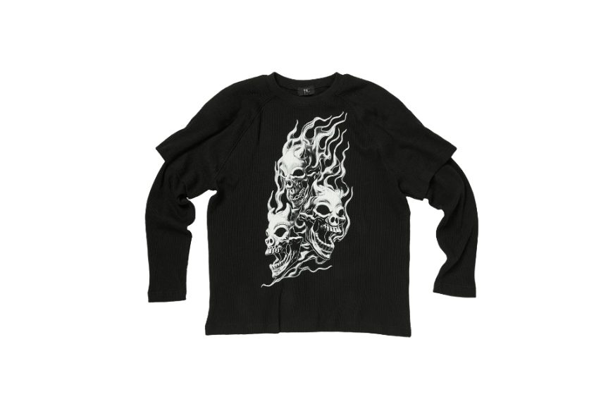 Bulk Shoulder Three Riding Skull Layered T-shirt (5)